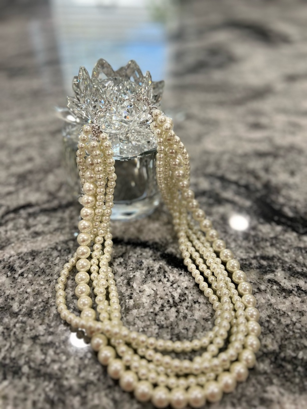 Multi-Strand Pearl Necklace - Ivory Pearl Statement